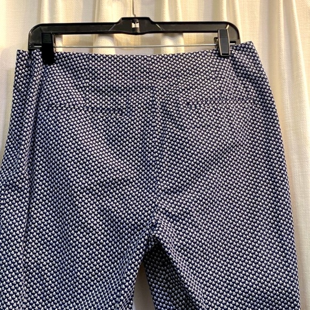Talbots Nautical Print Heritage Fit Navy & White Sailboat Cotton & Spandex Pants - Picture 5 of 9